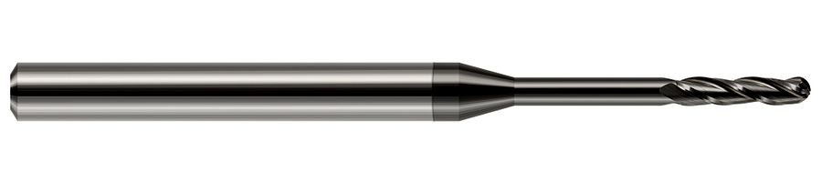 Picture of Harvey Tool 10215 Dia 0.015 LOC 0.0750 OAL2.50 End Mill Standard Flute Standard Helix Carbide Diamond Single End Ball NoseBall